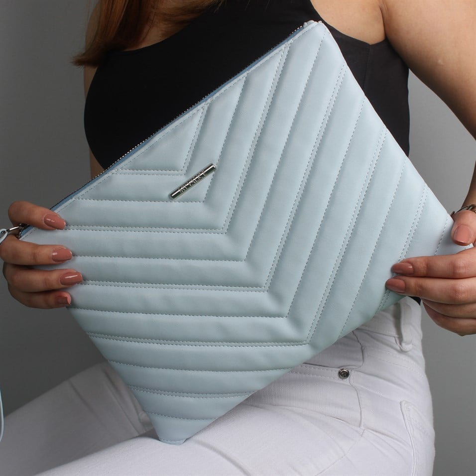 My Valice Kadın Deri El Portföy Çanta 1615 Mavi