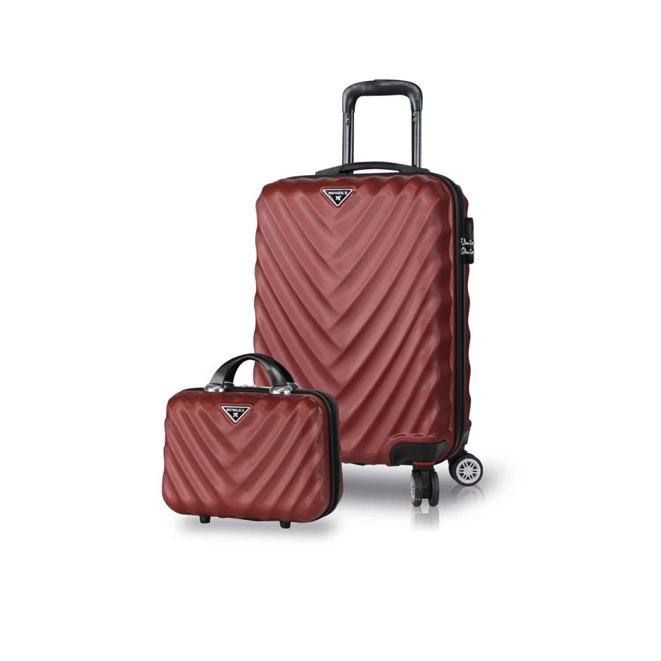 My Valice Lotus Abs Suitcase Set of 2 (Makeup & Cabin Size) Claret Red | My  Valice