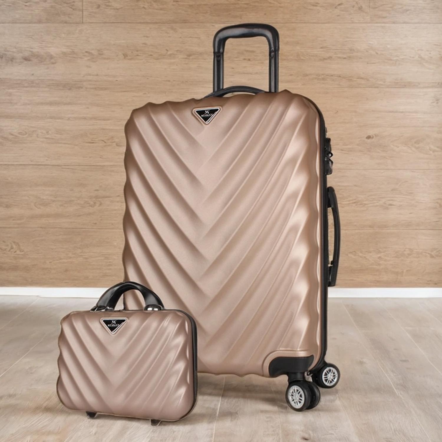 Lotus Abs Orta ve Makyaj Boy Gold 2'li Valiz Seti