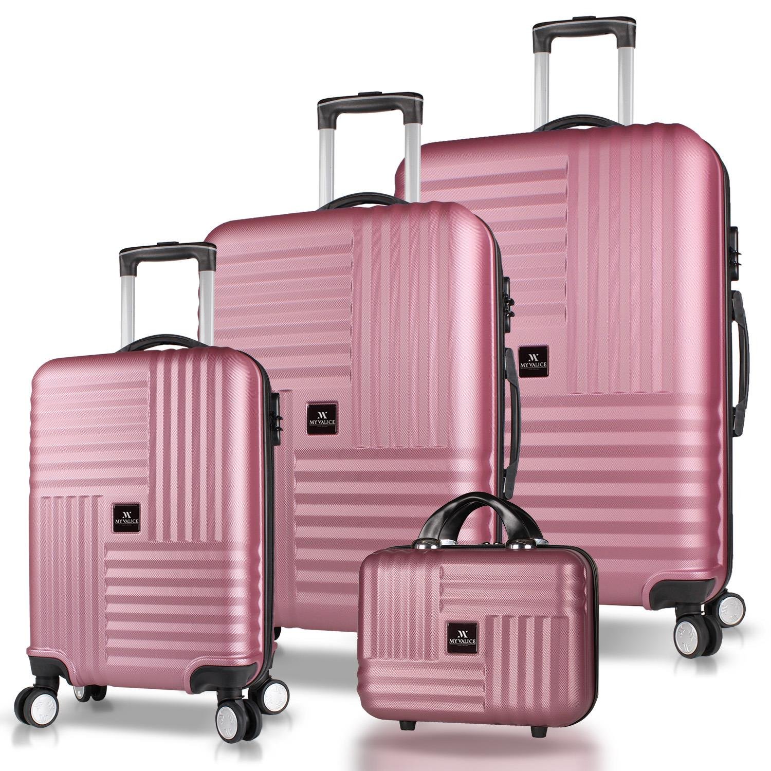 My Valice Puzzle Abs Kabin Orta Büyük ve Makyaj Boy Rose Gold 4'lü Travel Valiz Seti