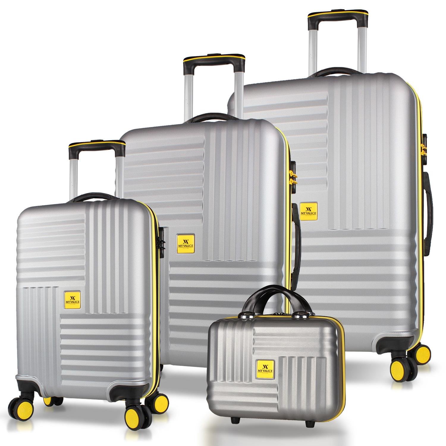 My Valice Puzzle Abs Kabin Orta Büyük ve Makyaj Boy Gri 4'lü Travel Valiz Seti
