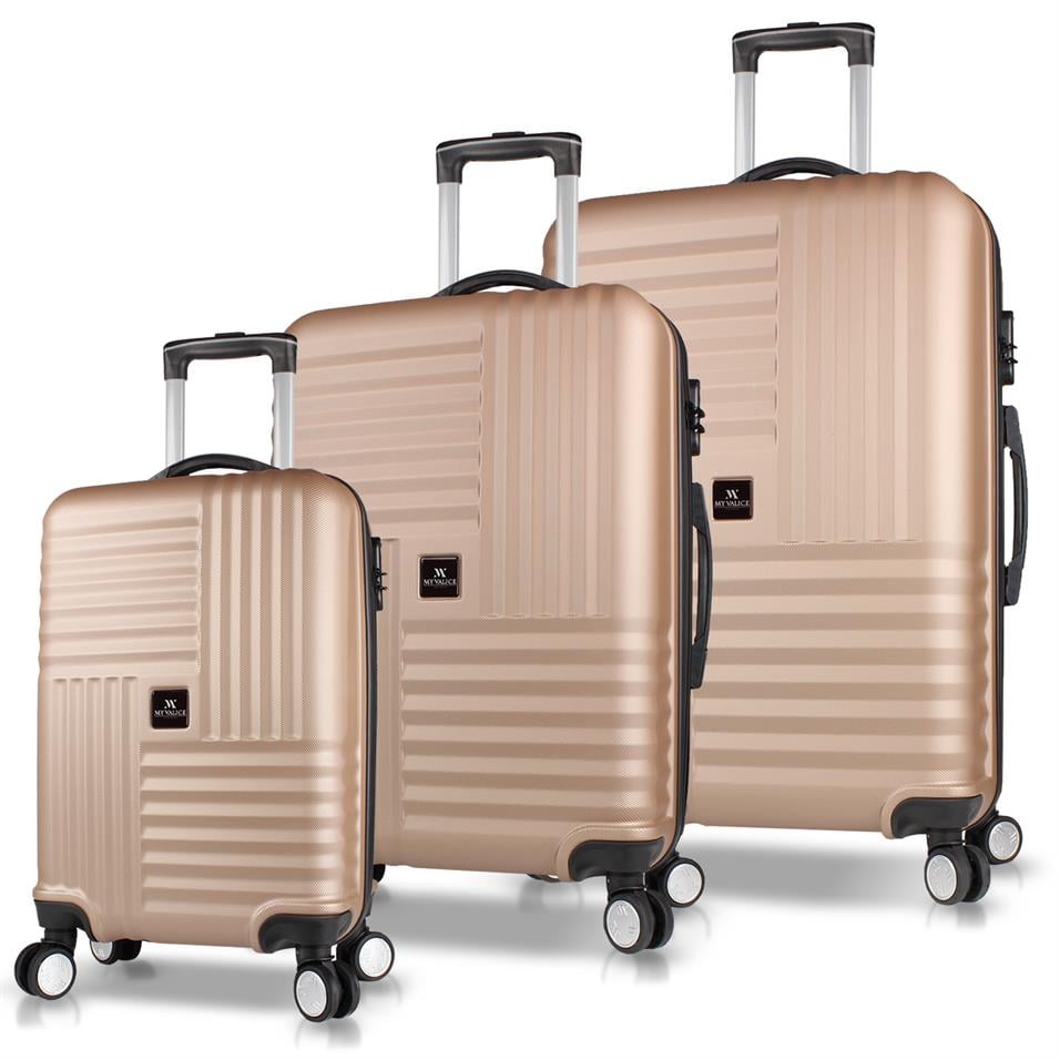 My Valice Puzzle Abs Kabin Orta ve Büyük Boy Gold 3'lü Valiz Seti