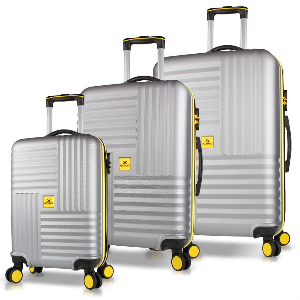 My Valice Puzzle Abs Kabin Orta ve Büyük Boy Gri 3'lü Valiz Seti