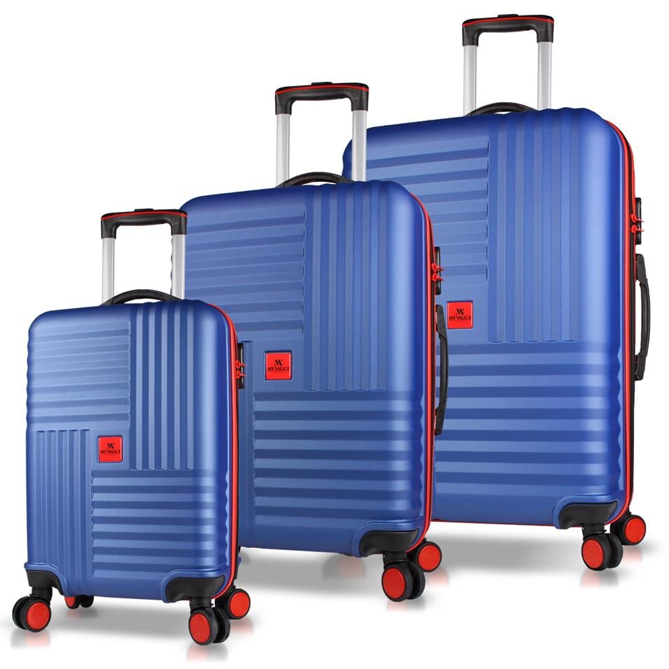 My Valice Puzzle Abs Kabin Orta ve Büyük Boy Lacivert 3'lü Valiz Seti