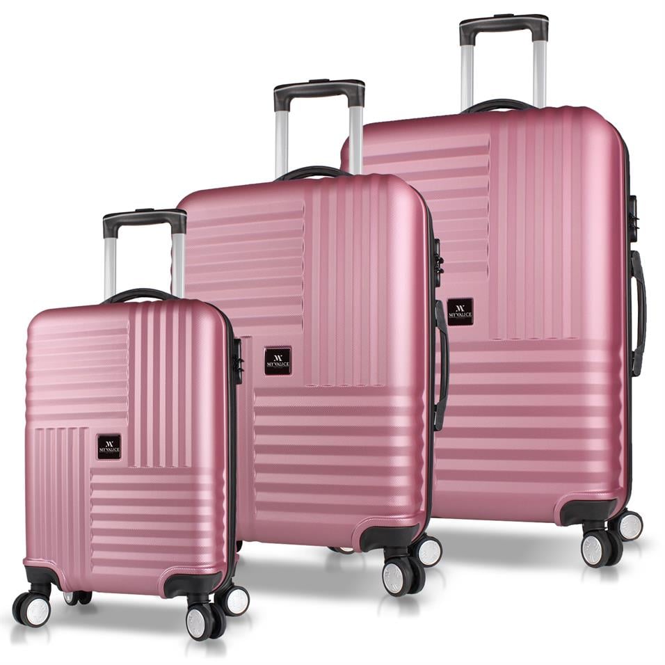 My Valice Puzzle Abs Kabin Orta ve Büyük Boy Rose Gold 3'lü Valiz Seti