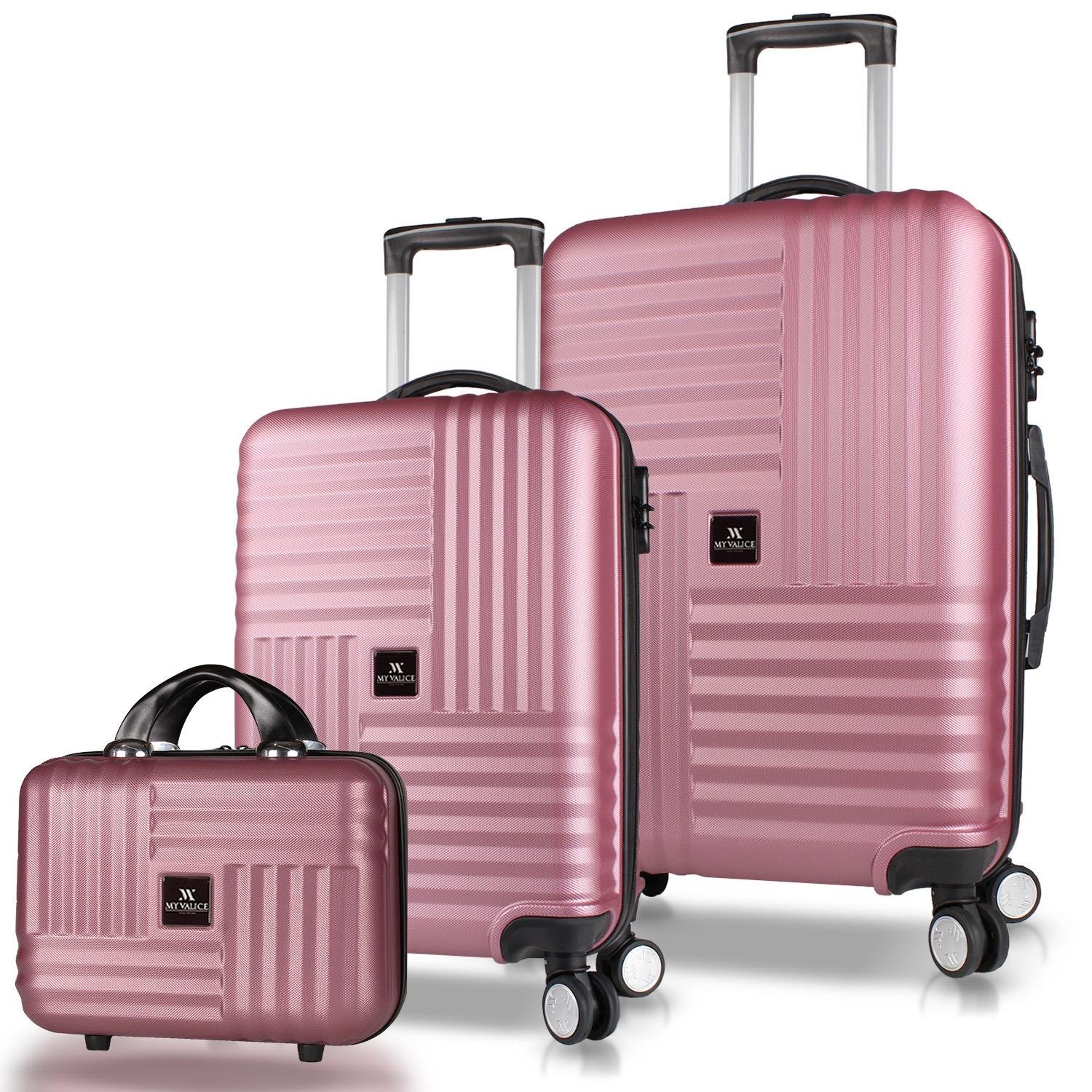 My Valice Puzzle Abs Makyaj Kabin ve Orta Boy Rose Gold 3'lü Valiz Seti