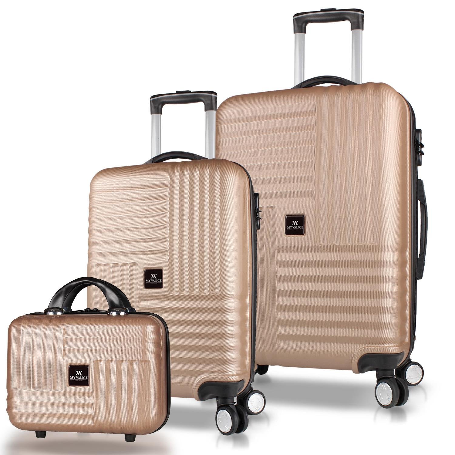 My Valice Puzzle Abs Makyaj Kabin ve Orta Boy Gold 3'lü Valiz Seti