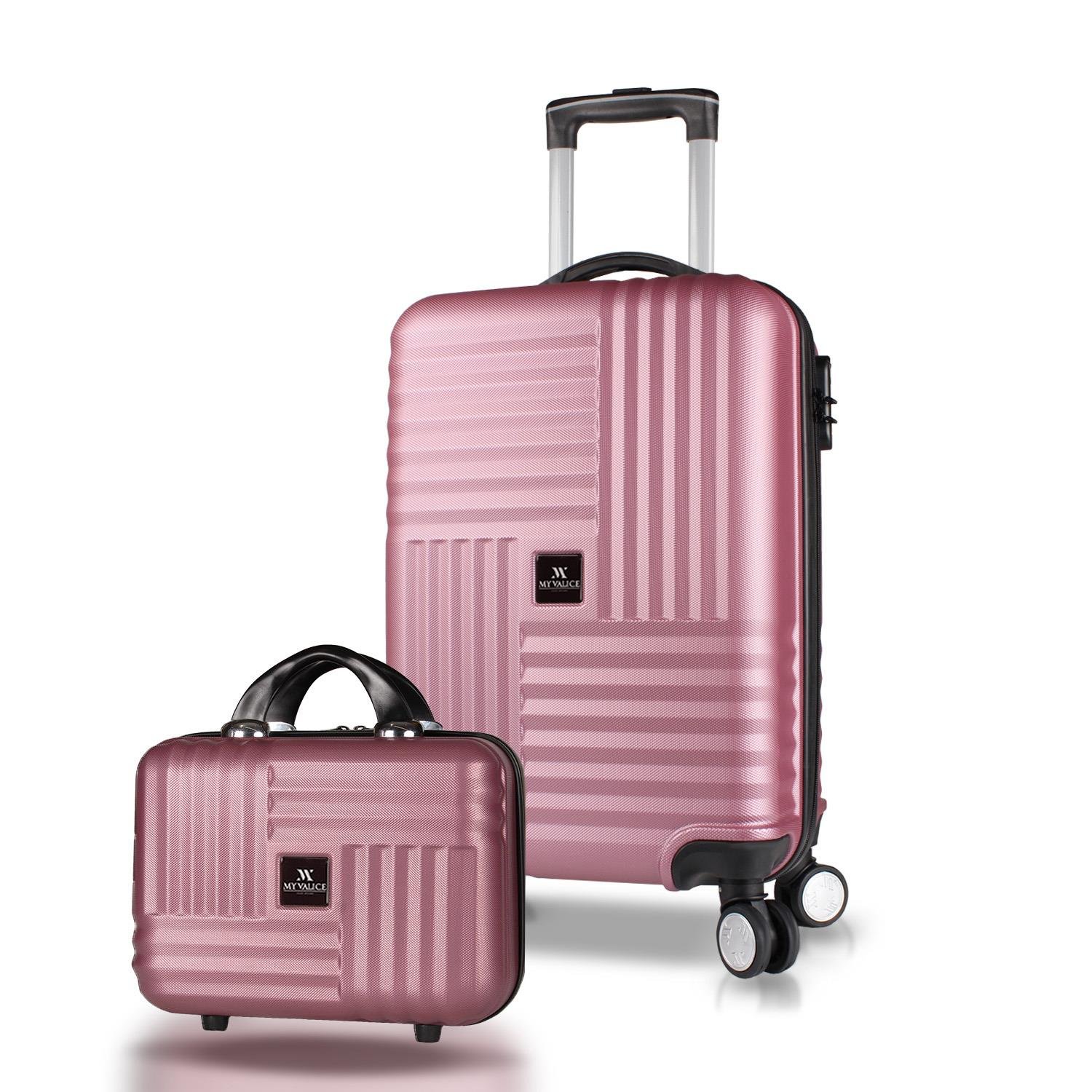 My Valice Puzzle Abs Makyaj ve Kabin Boy Rose Gold  2'li Valiz Seti