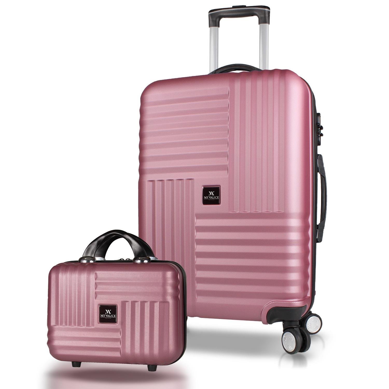 My Valice Puzzle Abs Makyaj ve Orta Boy Rose Gold  2'li Valiz Seti