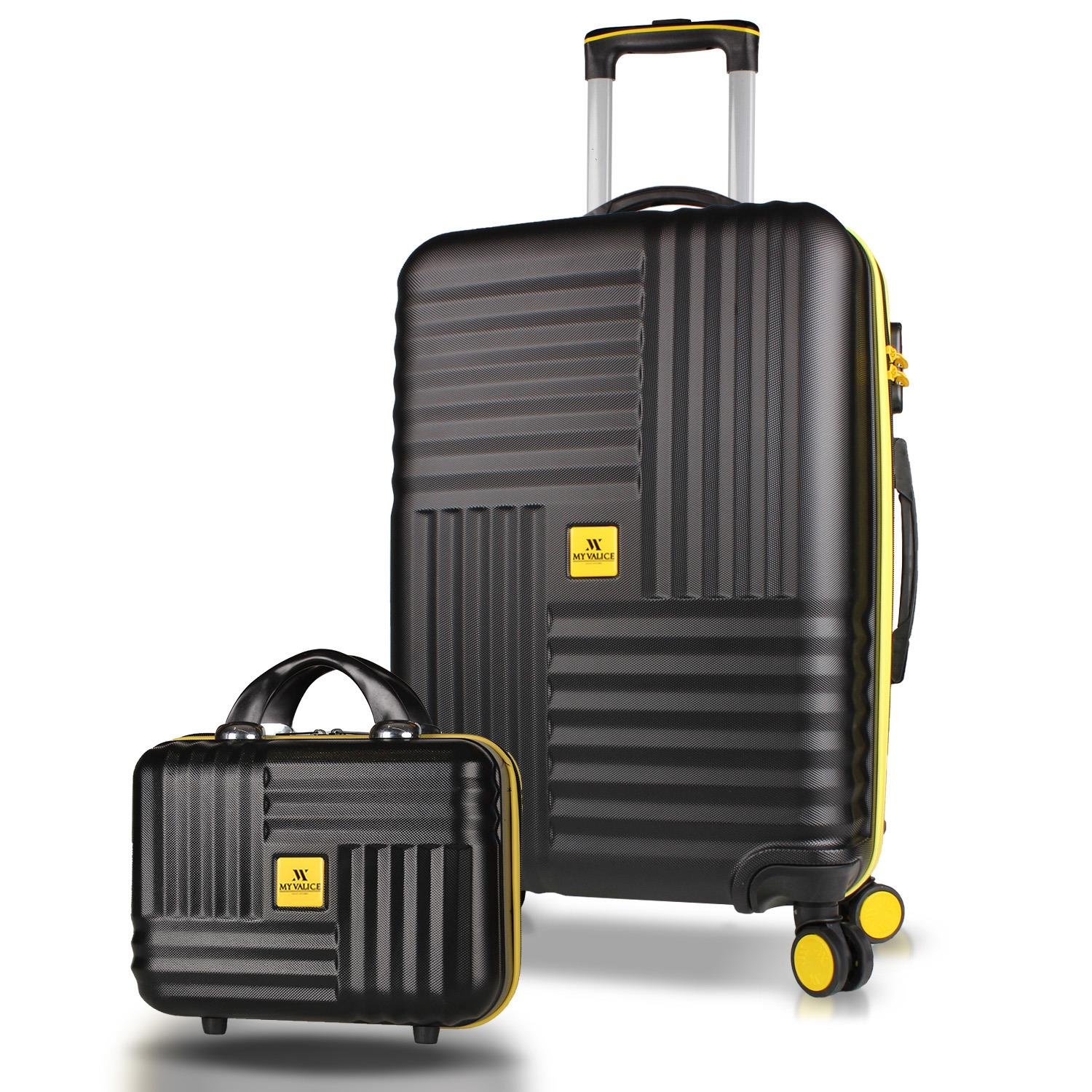 My Valice Puzzle Abs Makyaj ve Orta Boy Siyah  2'li Valiz Seti