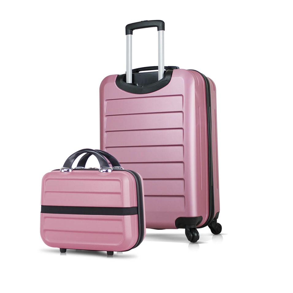 My Valice Ruby Abs Suitcase Set of 2 (Makeup Bag & Cabin Size) Rose Gold |  My Valice