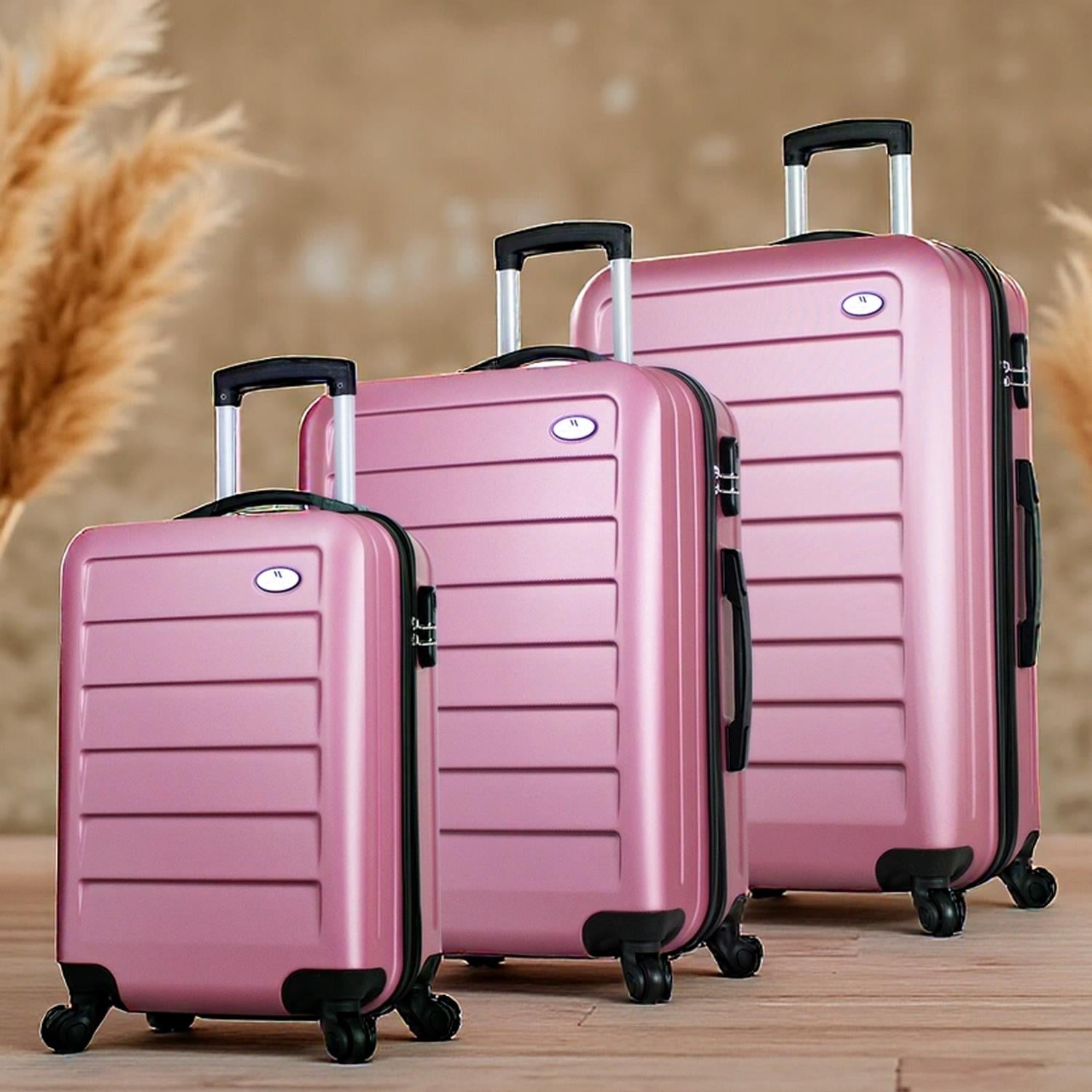 Ruby Abs Kabin Orta ve Büyük Boy Rose Gold 3'lü Valiz Seti