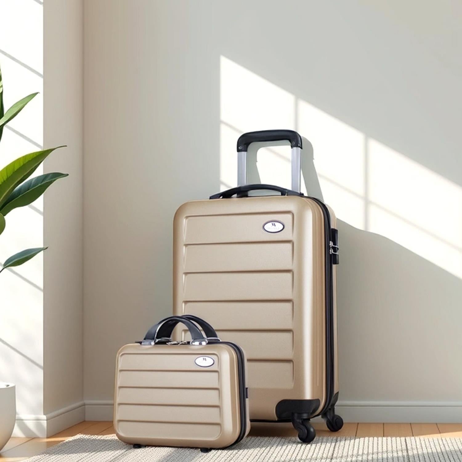 Ruby Abs Kabin ve Makyaj Boy Gold 2'li Valiz Seti