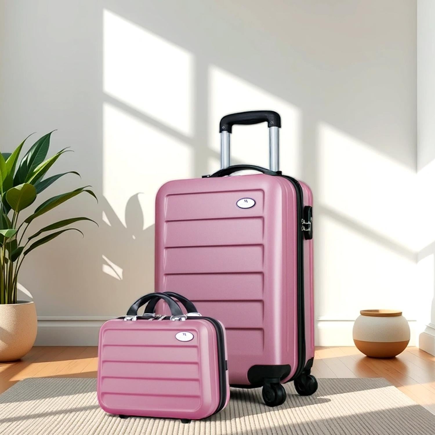 Ruby Abs Kabin ve Makyaj Boy Rose Gold 2'li Valiz Seti