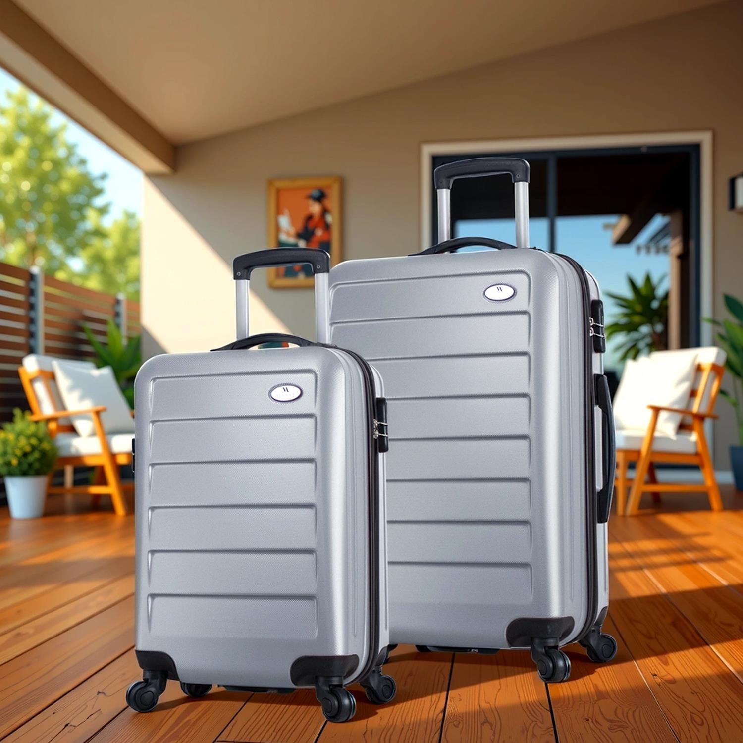 Ruby Abs Kabin ve Orta Boy Gri 2'li Valiz Seti