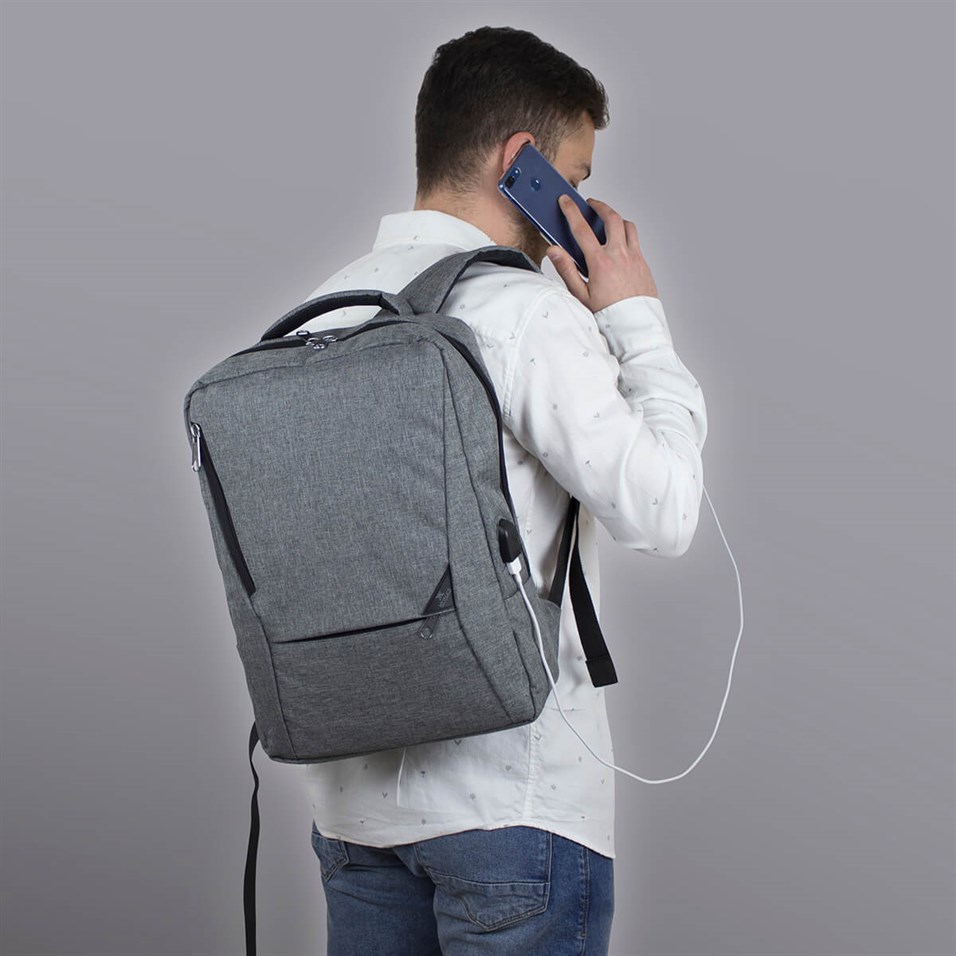 My Valice Smart Bag Active Usb Şarj Girişli Slim Notebook Sırt Çantası Gri  | My Valice