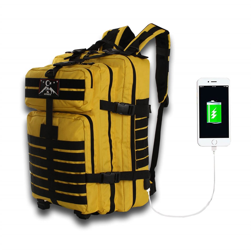 My Valice Smart Bag Army 50 lt Usb Şarj Girişli Outdoor Dağcı Sırt Çantası  Sarı | My Valice