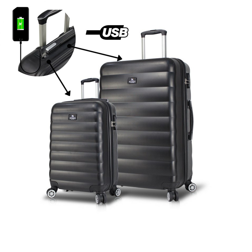 My Valice Smart Bag Colors Usb Şarj Girişli 2'li Valiz Seti (Kabin ve Büyük) Siyah
