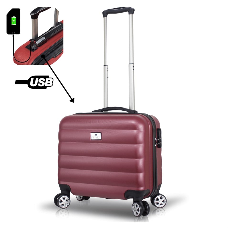 My Valice Smart Bag Colors Usb Şarj Girişli Hostes Pilot Boy Valiz Bordo