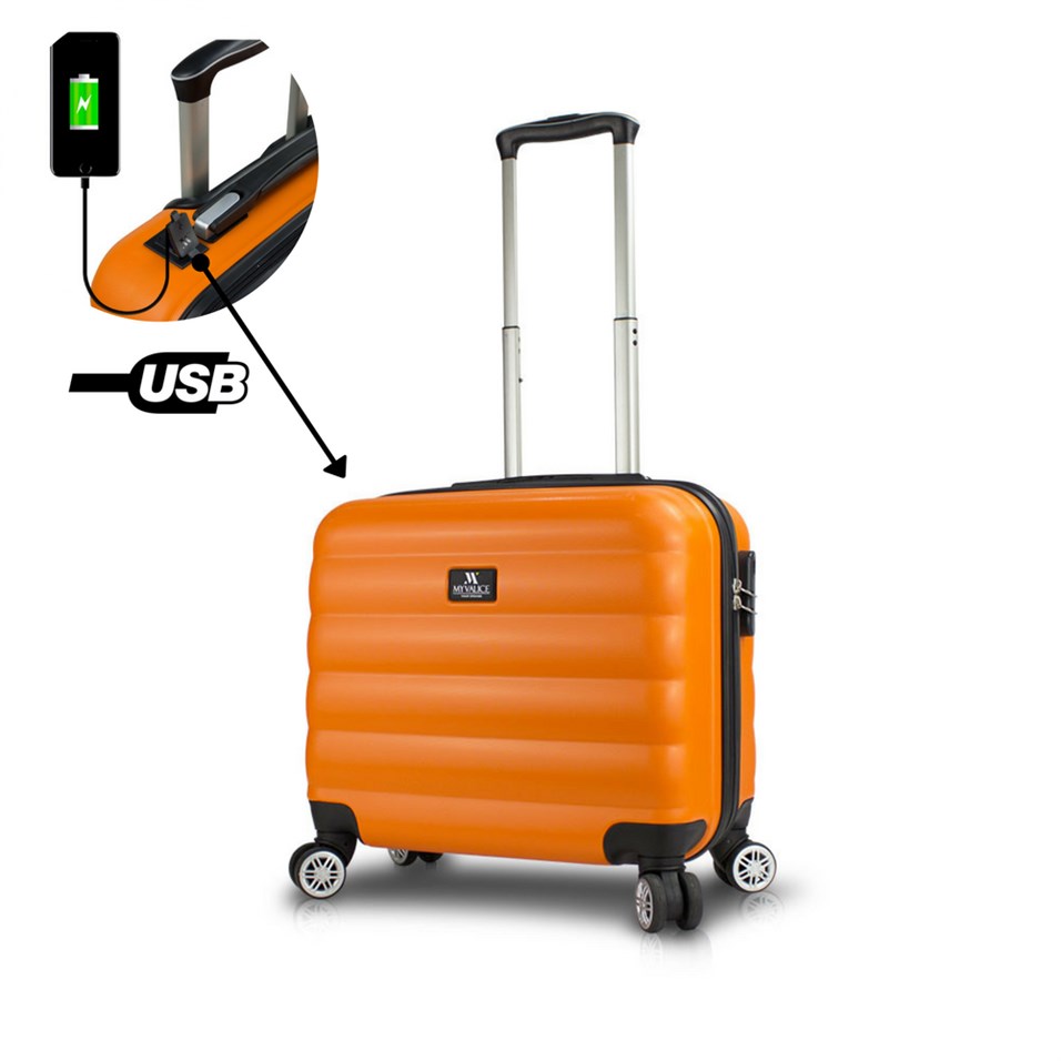 My Valice Smart Bag Colors Usb Şarj Girişli Hostes Pilot Boy Valiz Turuncu