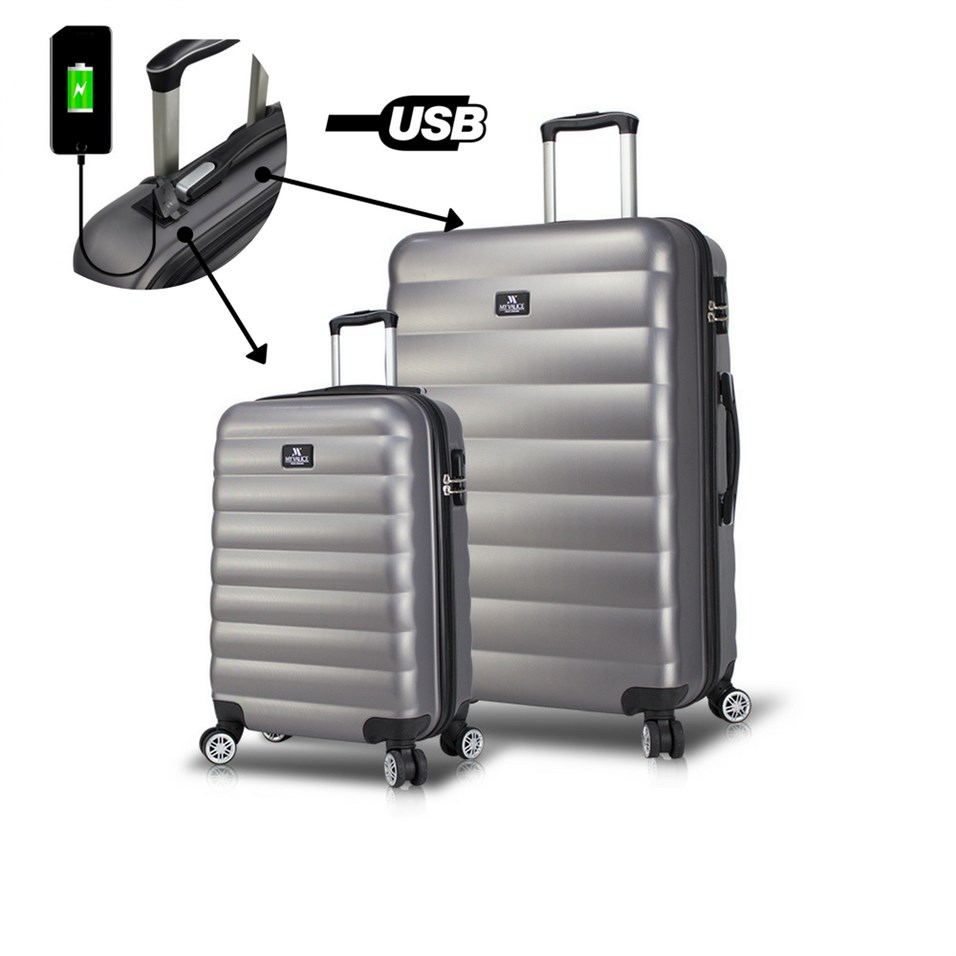 My Valice Smart Bag Colors Usb Şarj Girişli 2'li Valiz Seti (Kabin ve Büyük) Antrasit