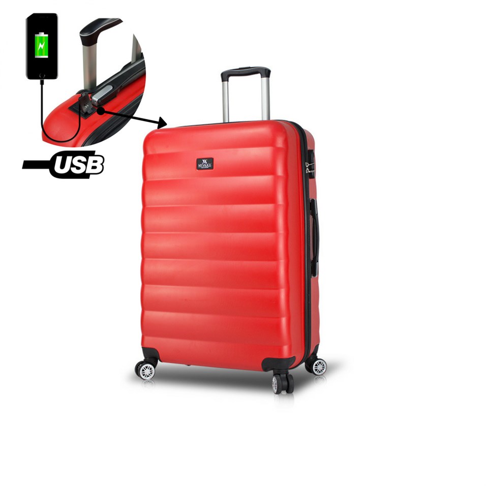 My Valice Smart Bag Colors Usb Şarj Girişli Büyük Boy Valiz Kırmızı