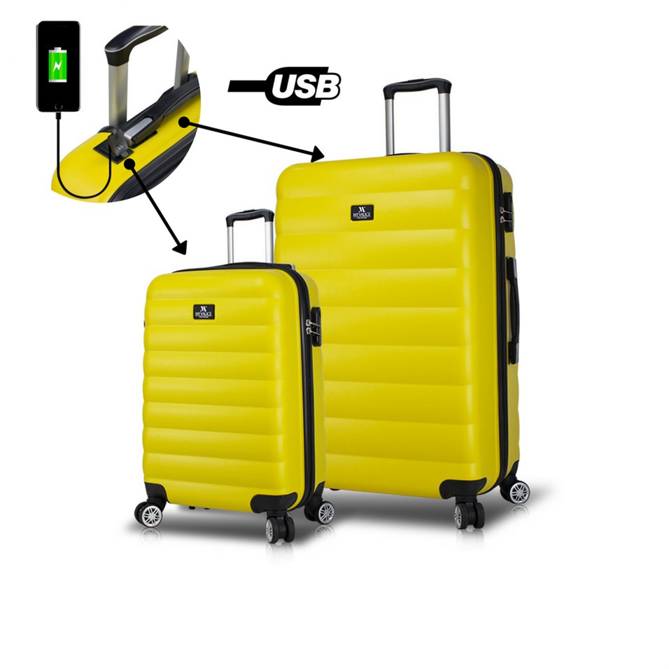 My Valice Smart Bag Colors Usb Şarj Girişli 2'li Valiz Seti (Kabin ve Büyük) Sarı