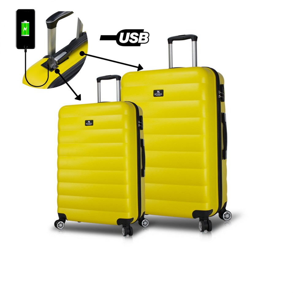 My Valice Smart Bag Colors Usb Şarj Girişli 2'li Valiz Seti (Büyük ve Orta) Sarı