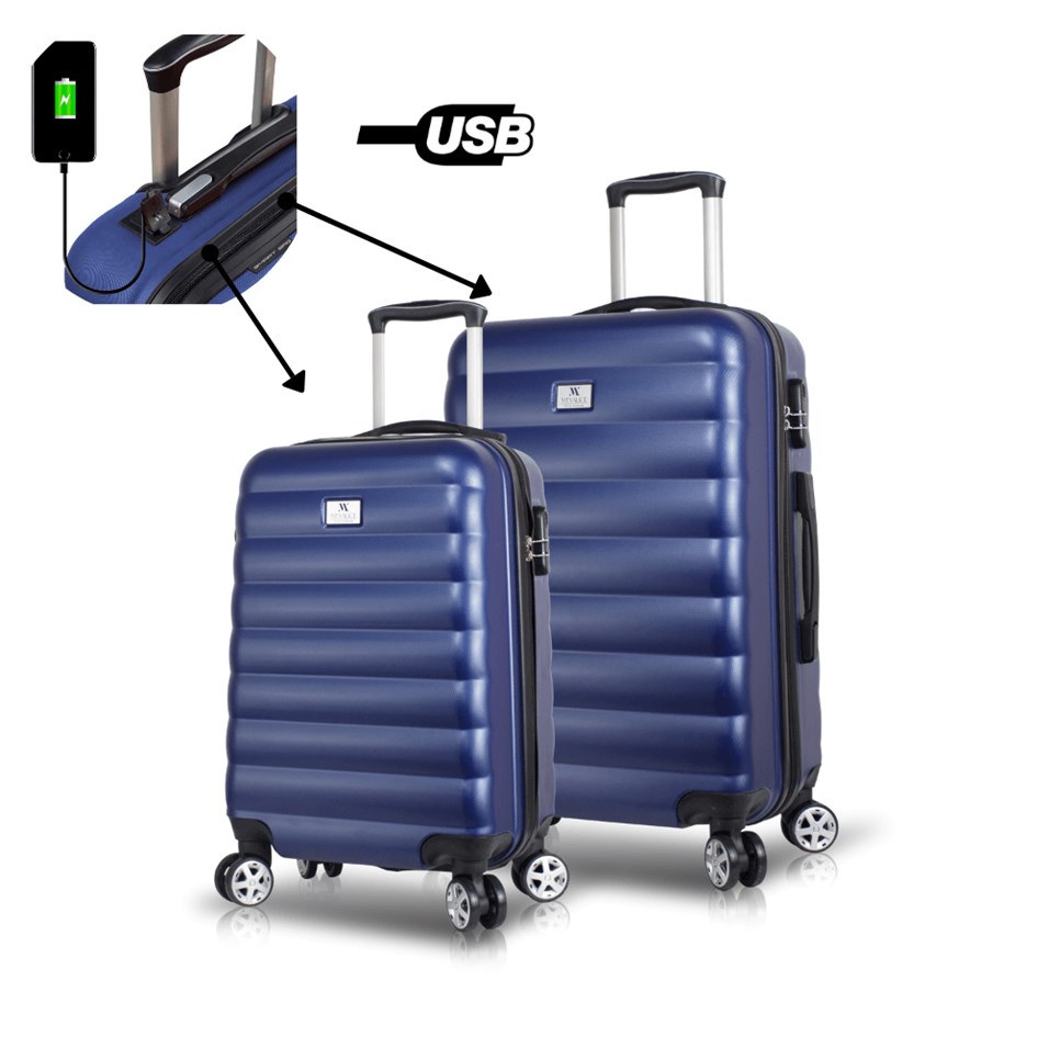 My Valice Smart Bag Colors Usb Şarj Girişli 2'li Valiz Seti (Kabin ve Orta) Lacivert
