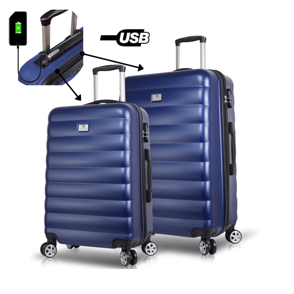 My Valice Smart Bag Colors Usb Şarj Girişli 2'li Valiz Seti (Büyük ve Orta) Lacivert