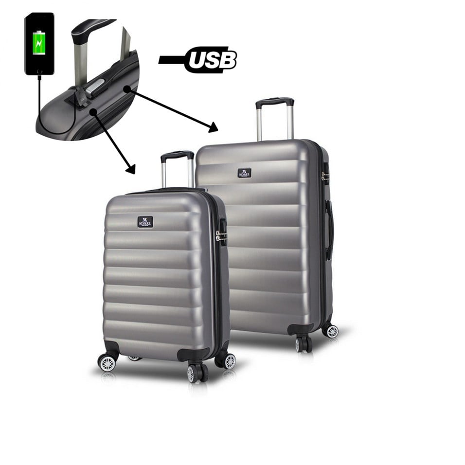 My Valice Smart Bag Colors Usb Şarj Girişli 2'li Valiz Seti (Kabin ve Orta) Antrasit