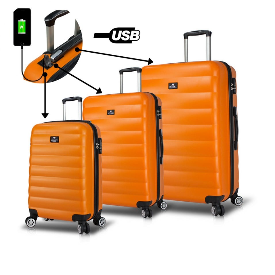 My Valice Smart Bag Colors Usb Şarj Girişli 3'lü Valiz Seti Turuncu