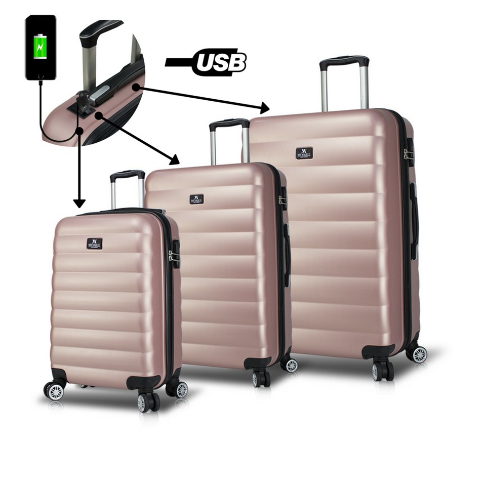 My Valice Smart Bag Colors Usb Şarj Girişli 3'lü Valiz Seti Rose