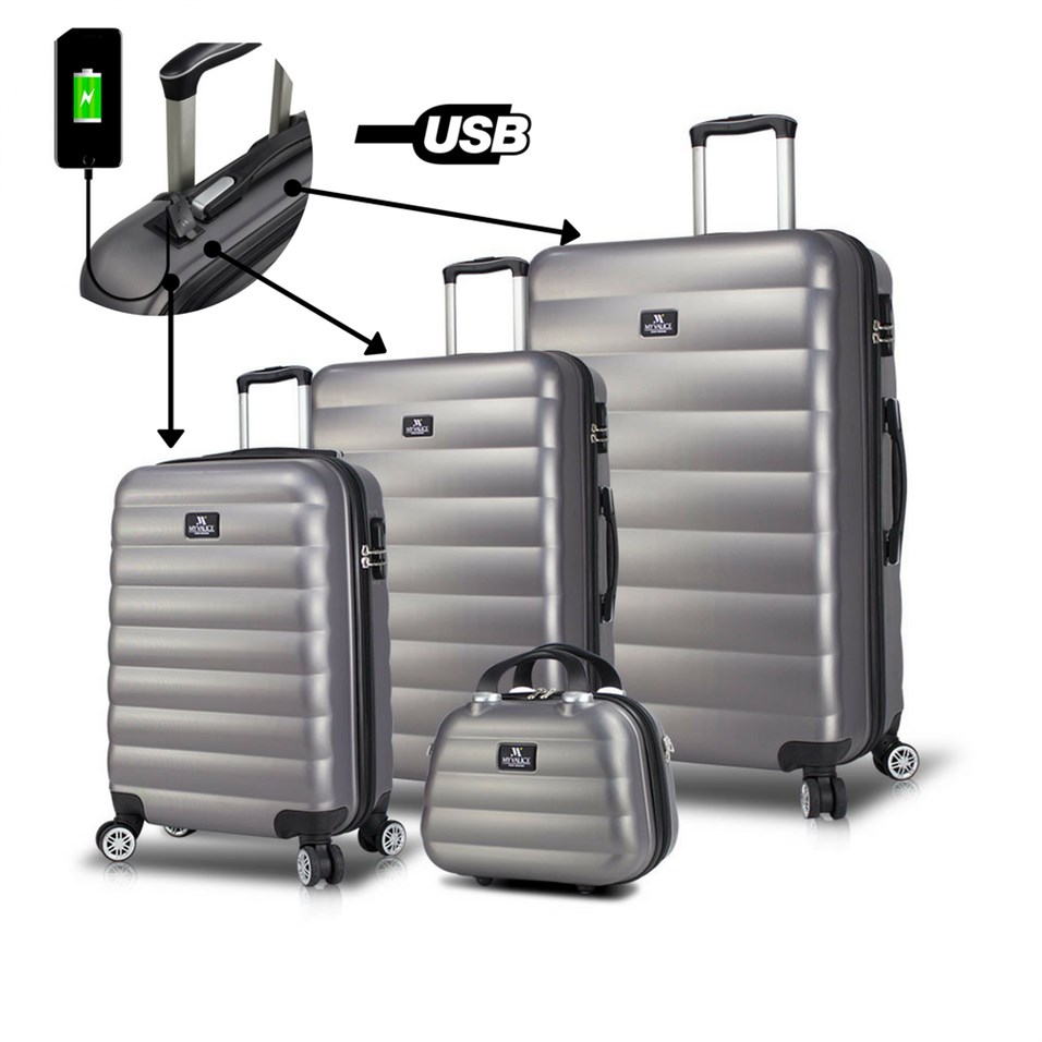 My Valice Smart Bag Colors Usb Şarj Girişli 4'lü Valiz Seti (Travel Set) Antrasit