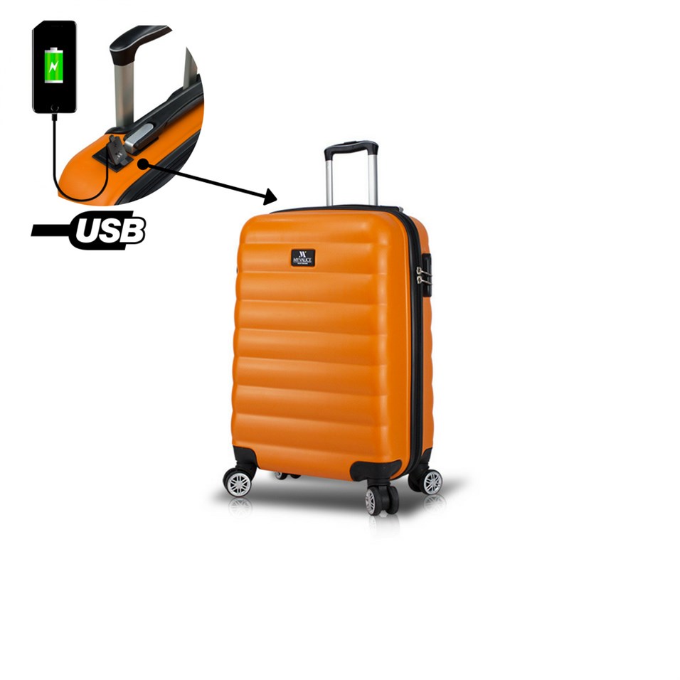 My Valice Smart Bag Colors Usb Şarj Girişli Kabin Boy Valiz Turuncu