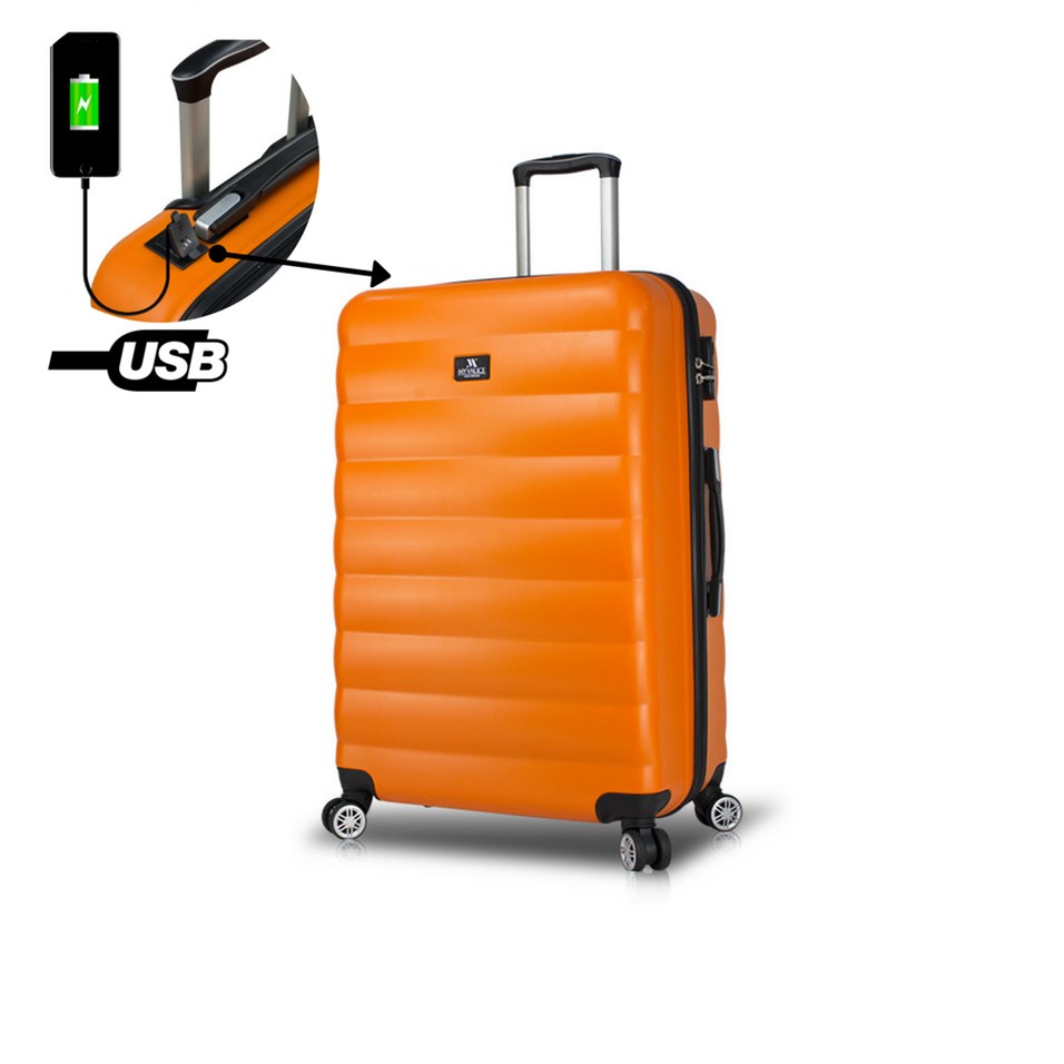My Valice Smart Bag Colors Usb Şarj Girişli Büyük Boy Valiz Turuncu