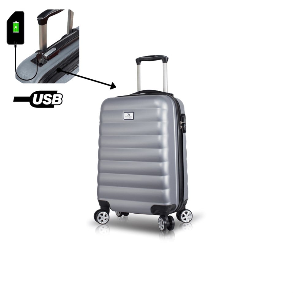 My Valice Smart Bag Colors Usb Şarj Girişli Kabin Boy Valiz Gri