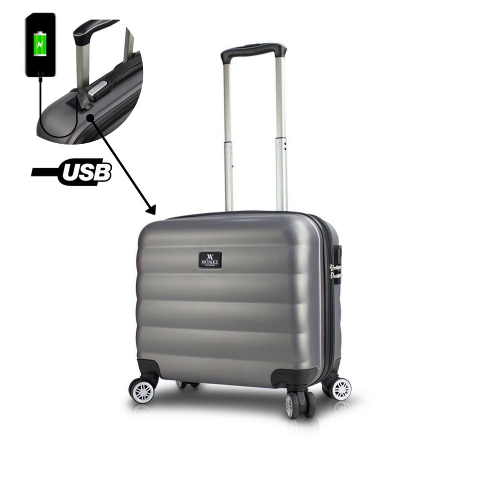 My Valice Smart Bag Colors Usb Şarj Girişli Hostes Pilot Boy Valiz Antrasit