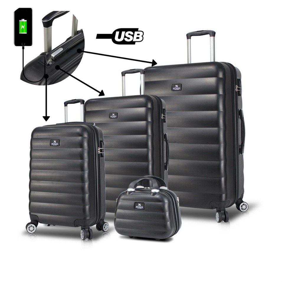 My Valice Smart Bag Colors Usb Şarj Girişli Kabin Orta Büyük ve Makyaj Boy  Siyah 4'lü Travel Valiz Seti | My Valice