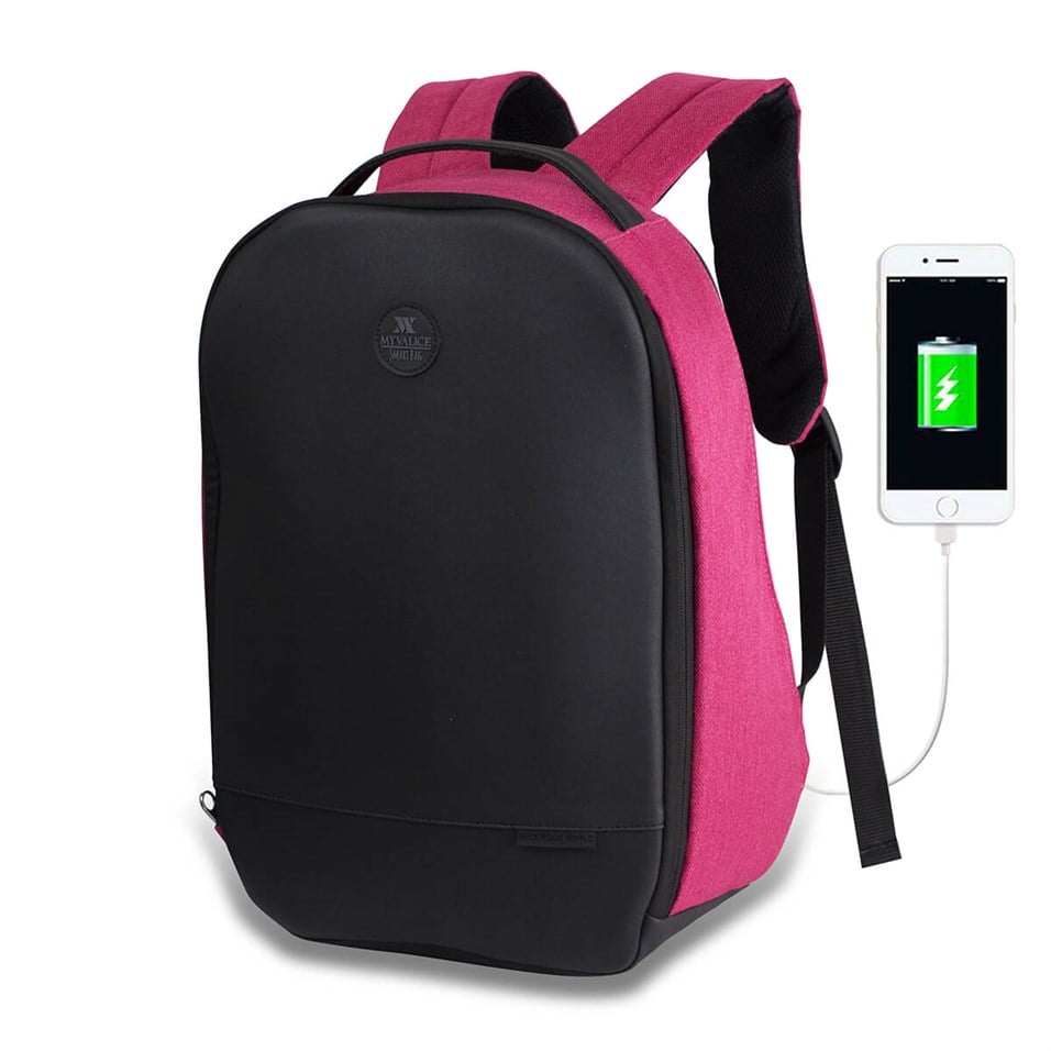 My Valice Smart Bag COSMO Usb Şarj Girişli Körüklü Notebook Sırt Çantası Pembe