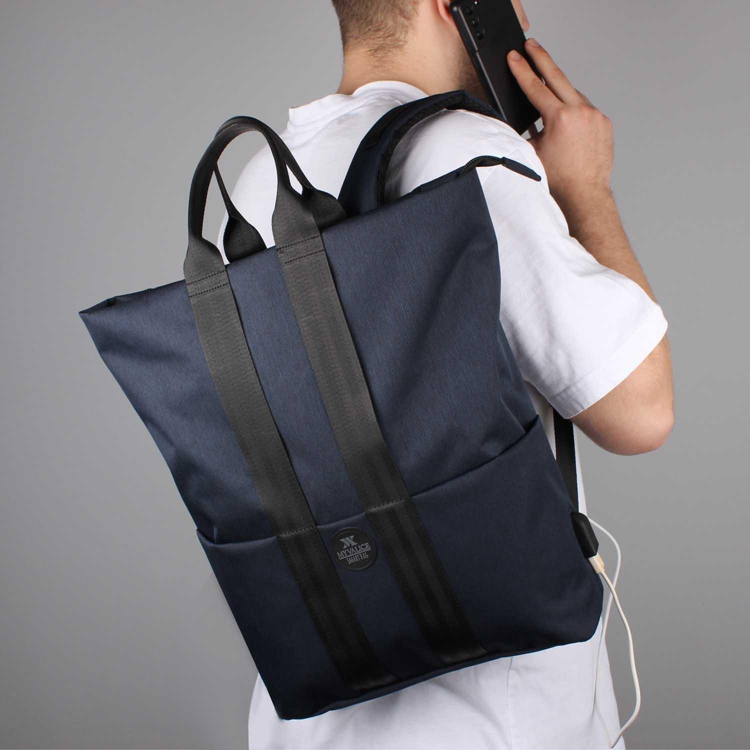 My Valice Smart Bag Elegant Usb Şarj Girişli Laptop Bölmeli Notebook Sırt Çantası Lacivert