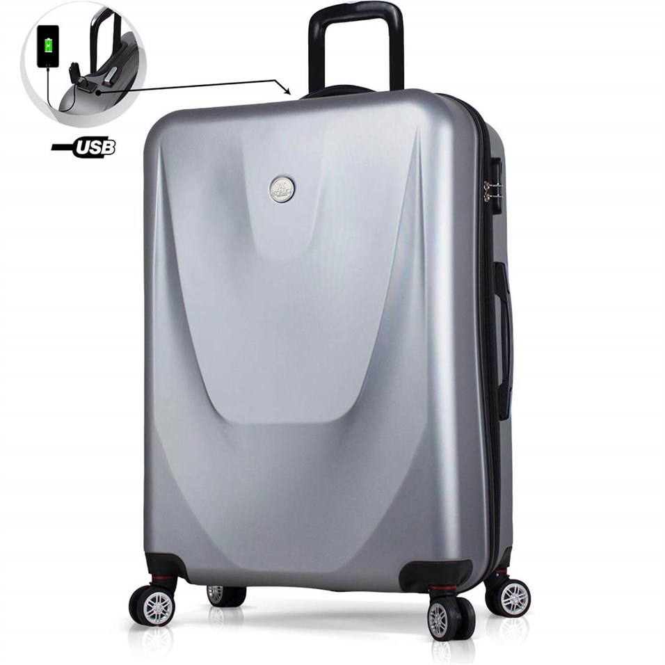 My Valice Smart Bag Energy Usb Şarj Girişli Büyük Boy Abs Valiz Gri