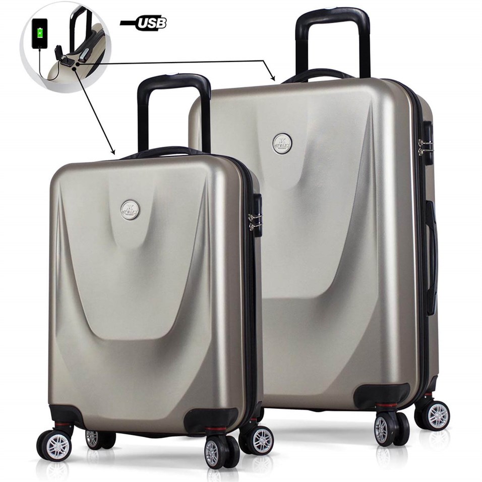 My Valice Smart Bag Energy Usb Şarj Girişli 2'li Valiz Seti (Kabin ve Büyük) Gold