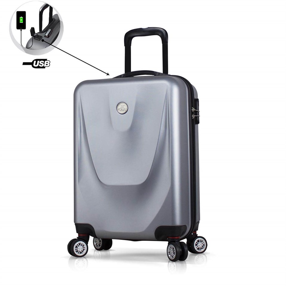 My Valice Smart Bag Energy Usb Şarj Girişli Küçük Kabin Boy Abs Valiz Gri