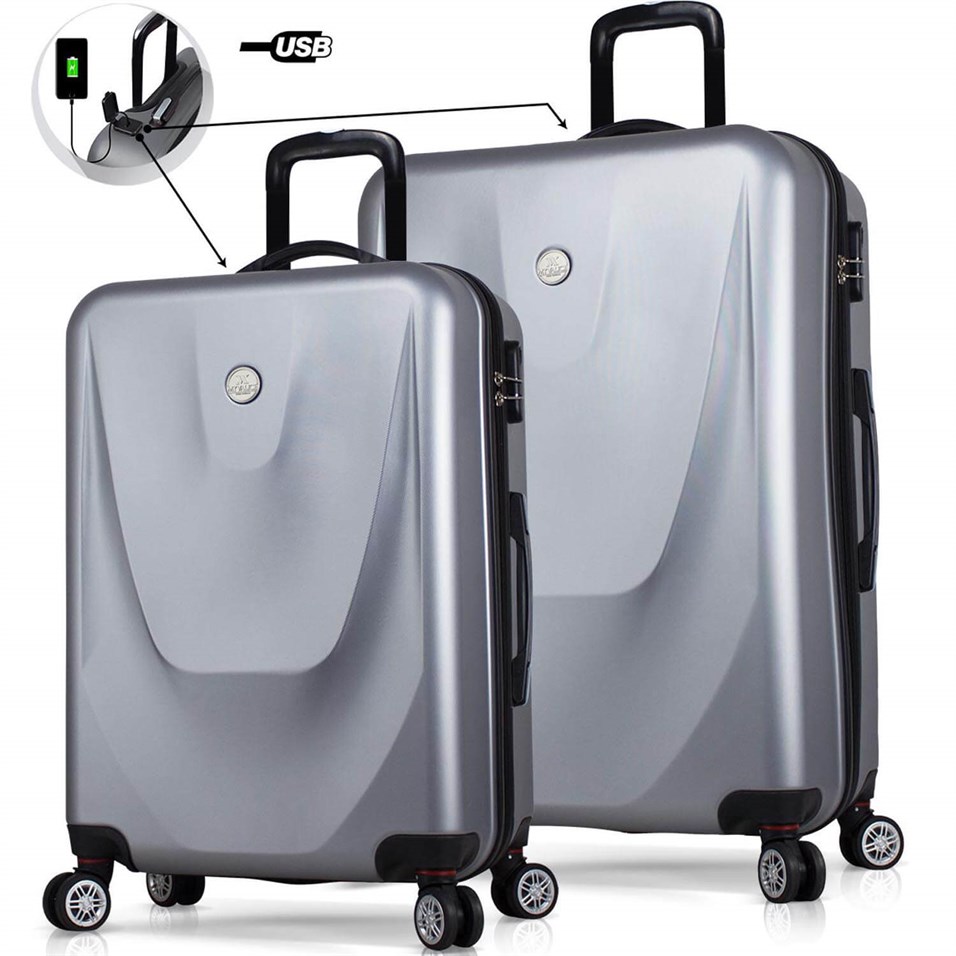 My Valice Smart Bag Energy Usb Şarj Girişli 2'li Valiz Seti (Büyük ve Orta) Gri