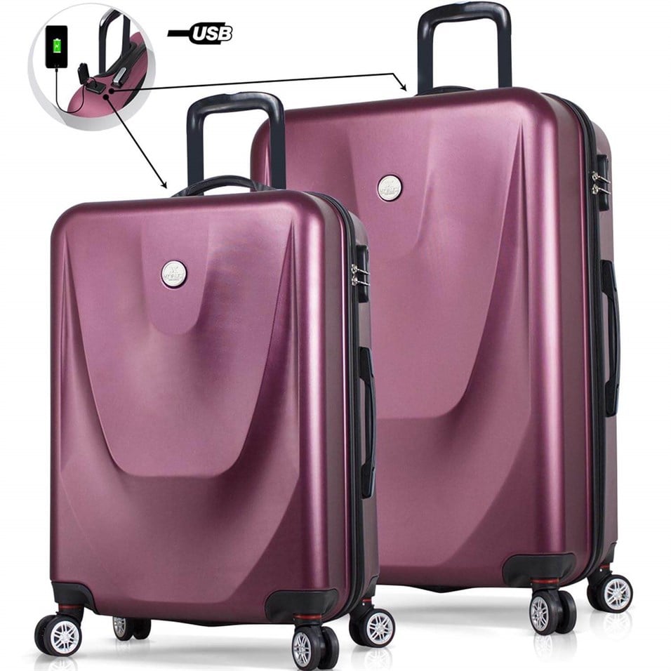 My Valice Smart Bag Energy Usb Şarj Girişli 2'li Valiz Seti (Büyük ve Orta) Bordo
