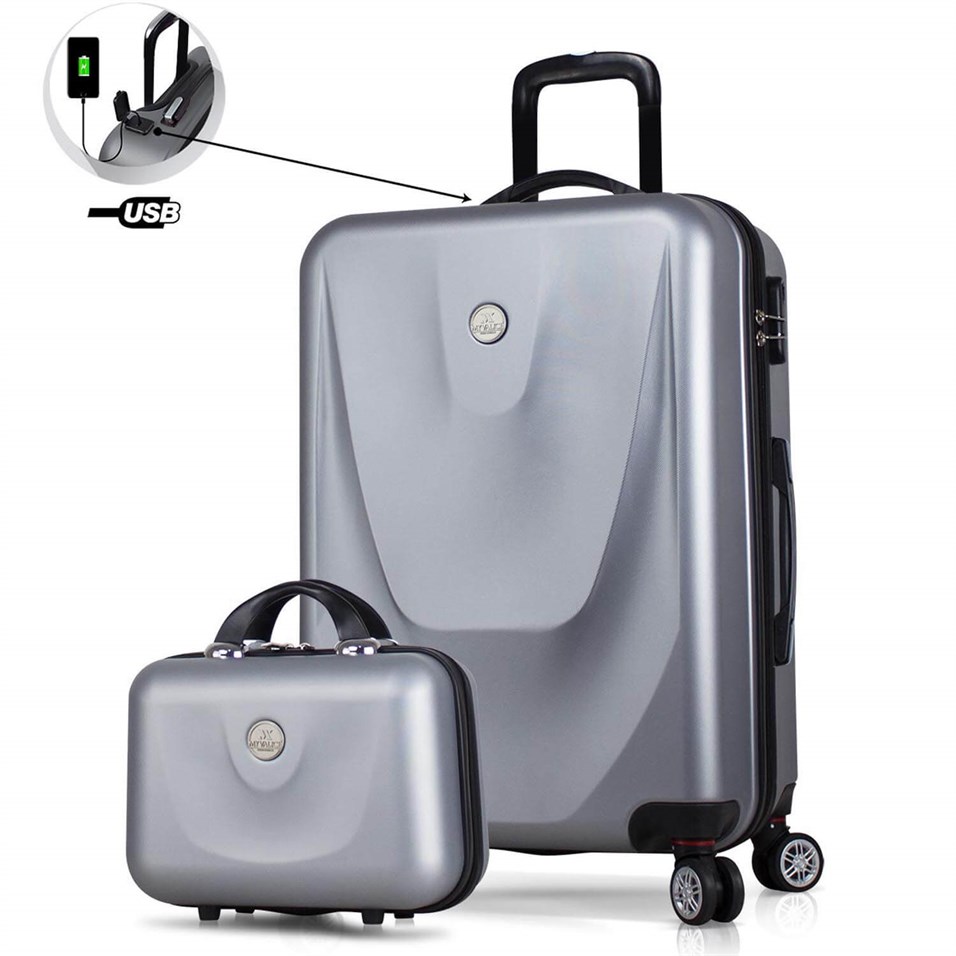 My Valice Smart Bag Energy Usb Şarj Girişli 2'li Valiz Seti (Orta ve Makyaj) Gri