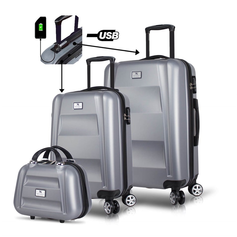 Smart Bag Exclusive Usb Şarj Girişli Kabin Orta ve Makyaj Boy Gri