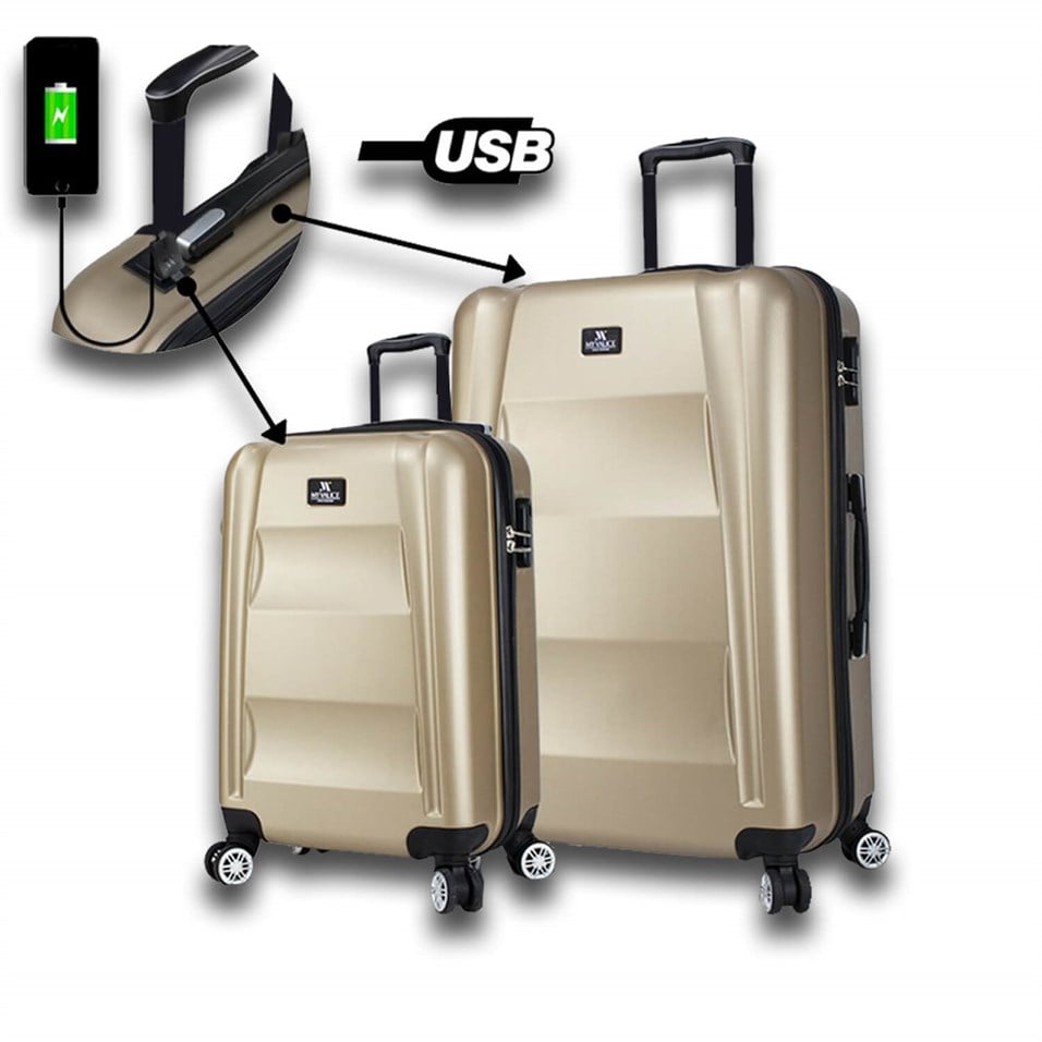 My Valice Smart Bag Exclusive Usb Şarj Girişli 2'li Valiz Seti (Kabin ve Büyük) Gold