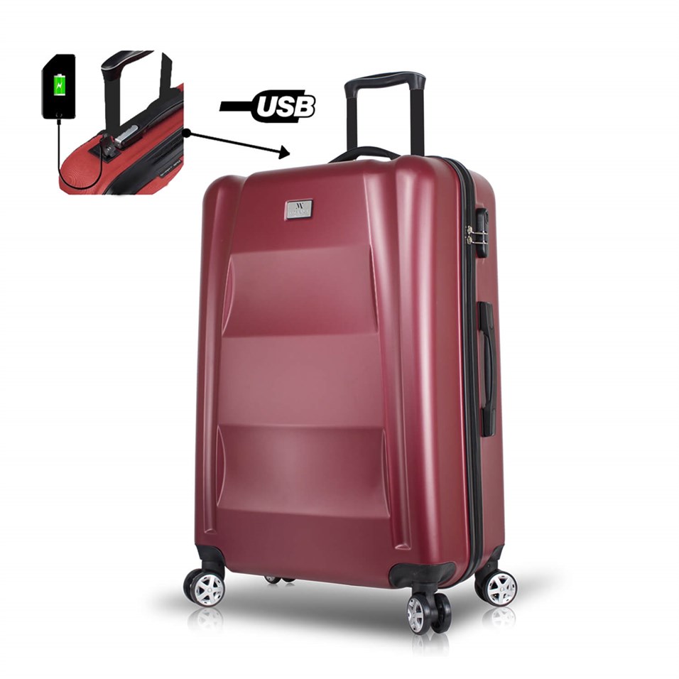 My Valice Smart Bag Exclusive Usb Şarj Girişli Büyük Boy Valiz Bordo